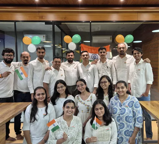 The team celebrating Independence Day at the office