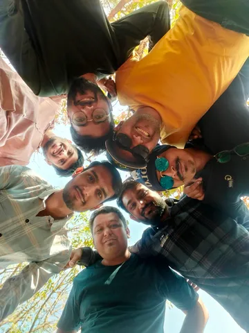 The team gathered together during the office trip